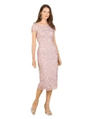 Lara New York 3d Applique Midi Dress With Cap Sleeves In Mauve