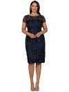 Lara New York 3d Applique Midi Dress With Cap Sleeves In Navy