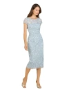 Lara New York 3d Applique Midi Dress With Cap Sleeves In Periwinkle