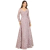 Lara New York A-line Gown With Long Sleeves, V-neckline In Purple