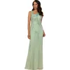 Lara New York Asymmetrical, Beaded Gown In Mint
