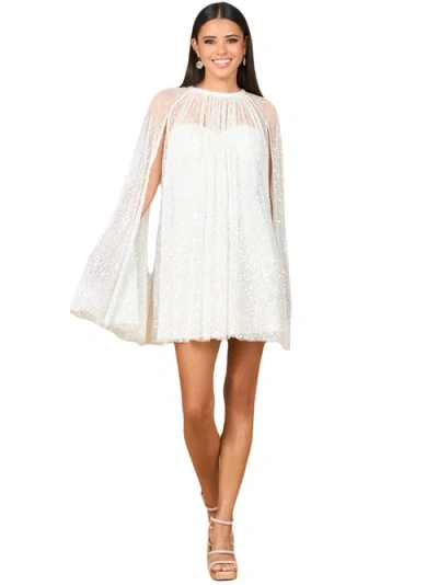 Lara New York Beaded Bridal Cape Dress In Ivory