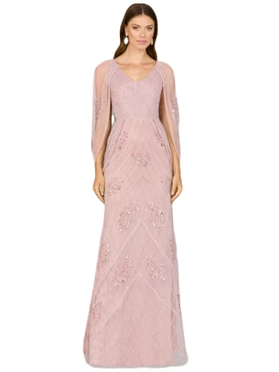 Lara New York Beaded Cape Sleeve Dress In Dustyrose