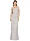 Lara New York Beaded Cape Sleeve Dress In Silver