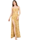 Lara New York Beaded Corset Gown With Slit In Gold