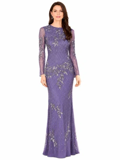 Lara New York Beaded Faux-wrap V-neck Bridal Gown In Purple