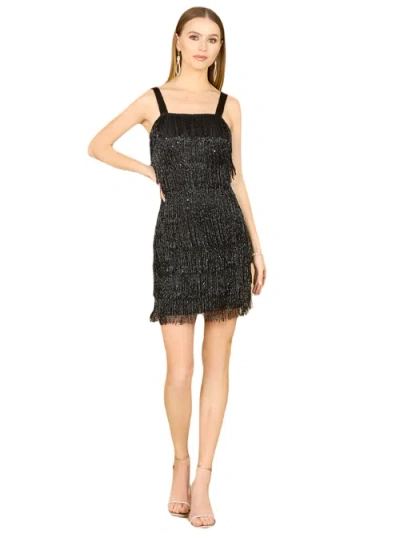 Lara New York Beaded Fringe Cocktail Dress In Black