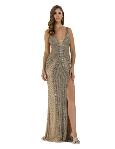 Lara New York Beaded Fringe Cocktail Dress In Nude
