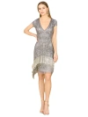 Lara New York Beaded Fringe Short Cocktail Dress In Grey
