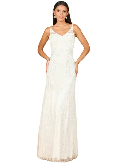 Lara New York Beaded Gown With Cowl Back In Ivory