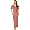 Lara New York Beaded Gown With Flutter Sleeves In Brown
