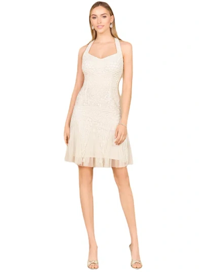 Lara New York Beaded Halter Neck Bridal Midi Dress In Ivory