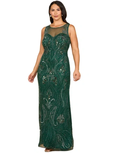 Lara New York Beaded High Neckline Gown In Green