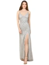 Lara New York Beaded Lace-up Dress With Slit In Silver