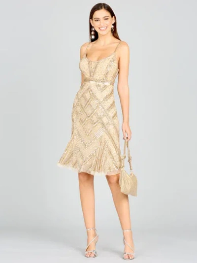 Lara New York Beaded Midi Dress In Nude