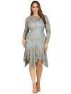 Lara New York Beaded Midi Dress With Asymmetrical Hem In Grey/gold