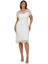 Lara New York Beaded Midi Dress With Cap Sleeves In Ivory