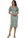 Lara New York Beaded Midi Dress With Cape Sleeves In Dark Sage