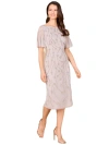 Lara New York Beaded Midi Dress With Cape Sleeves In Silver