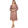Lara New York Beaded Midi Dress With Long Sleeves