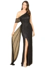 Lara New York Beaded One Shoulder Dress With Train In Black