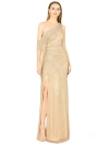 Lara New York Beaded One Shoulder Dress With Train In Nude
