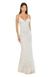 Lara New York Beaded Spaghetti Strap Fitted Gown In Ivory