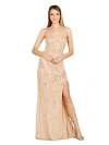 Lara New York Beaded Tank Dress With Slit In Nudesilver