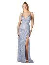 Lara New York Beaded V Neck Dress With Slit In Periwinkle