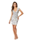 Lara New York Beaded, V-neck Mini Dress In White