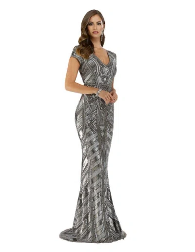 Lara New York Body Con Beaded Silver Dress In Platinum
