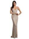 Lara New York Body Con V-neck Beaded Dress In Blue