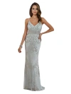 Lara New York Body Con V-neck Beaded Dress In Turquoise