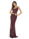 Lara New York Body Con V-neck Beaded Dress In Wine
