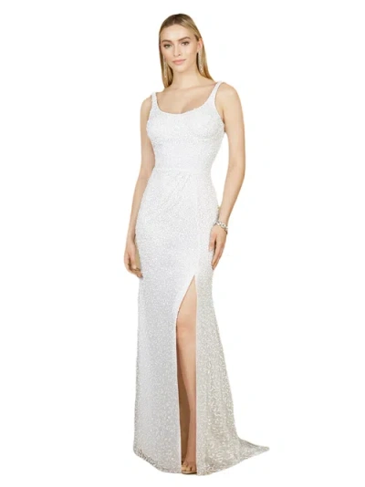 Lara New York Bridal Beaded Gown With Slit In Ivory