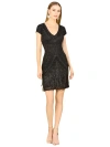 Lara New York Brooklyn Beaded Fitted Short Dress With Open Back In Black