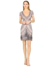 Lara New York Brooklyn Beaded Fitted Short Dress With Open Back In Blush