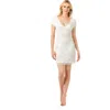 Lara New York Cam V-neck Beaded Mini Sheath Dress In Ivory