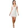 LARA NEW YORK LARA NEW YORK CANDIE V-NECK BEADED MINI DRESS WITH FRINGE