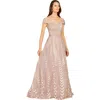 LARA NEW YORK LARA NEW YORK CAP SLEEVE BEADED LACE BALLGOWN