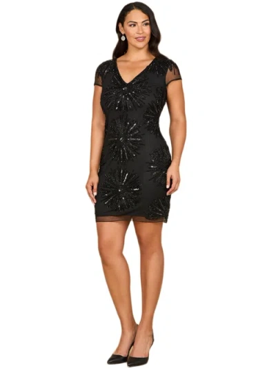 Lara New York Cap Sleeve Beaded Sparkling Cocktail Dress In Black
