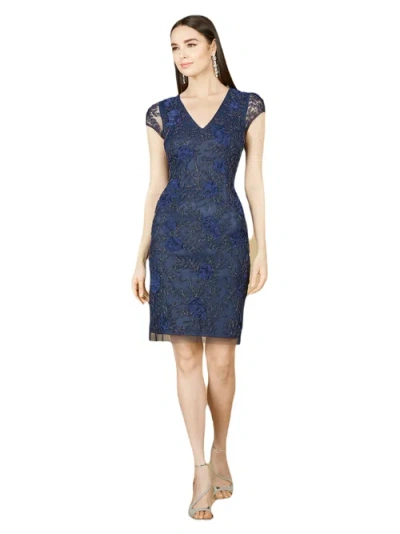 Lara New York Cap Sleeve Embellished Dress In Navy