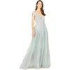 Lara New York Cap Sleeve Lace Ballgown In Dustysage