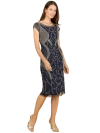 Lara New York Cap Sleeve Midi Gown With High Neckline In Blue
