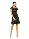 Lara New York Cap Sleeve Sequin Short Dress In Black