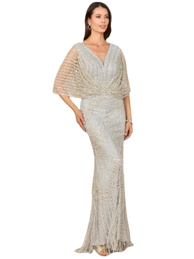Lara New York Cape Sleeve Mermaid Gown In Gray
