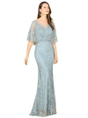 Lara New York Cape Sleeve Mermaid Gown In Dusk