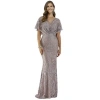 Lara New York Cape Sleeve Mermaid Gown In Gray