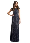 Lara New York Cape Sleeve Modestly Covered Dress In Navy