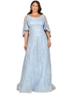 Lara New York Cape Sleeve Mother's Gown In Blue
